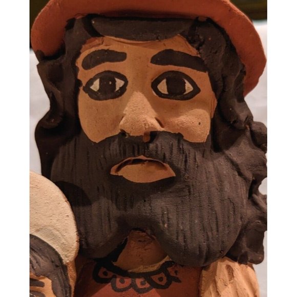 Vtg Pottery Peruvian Clay Folk Art Mary Joseph Baby Jesus Nativity Statue 9" - Picture 15 of 16